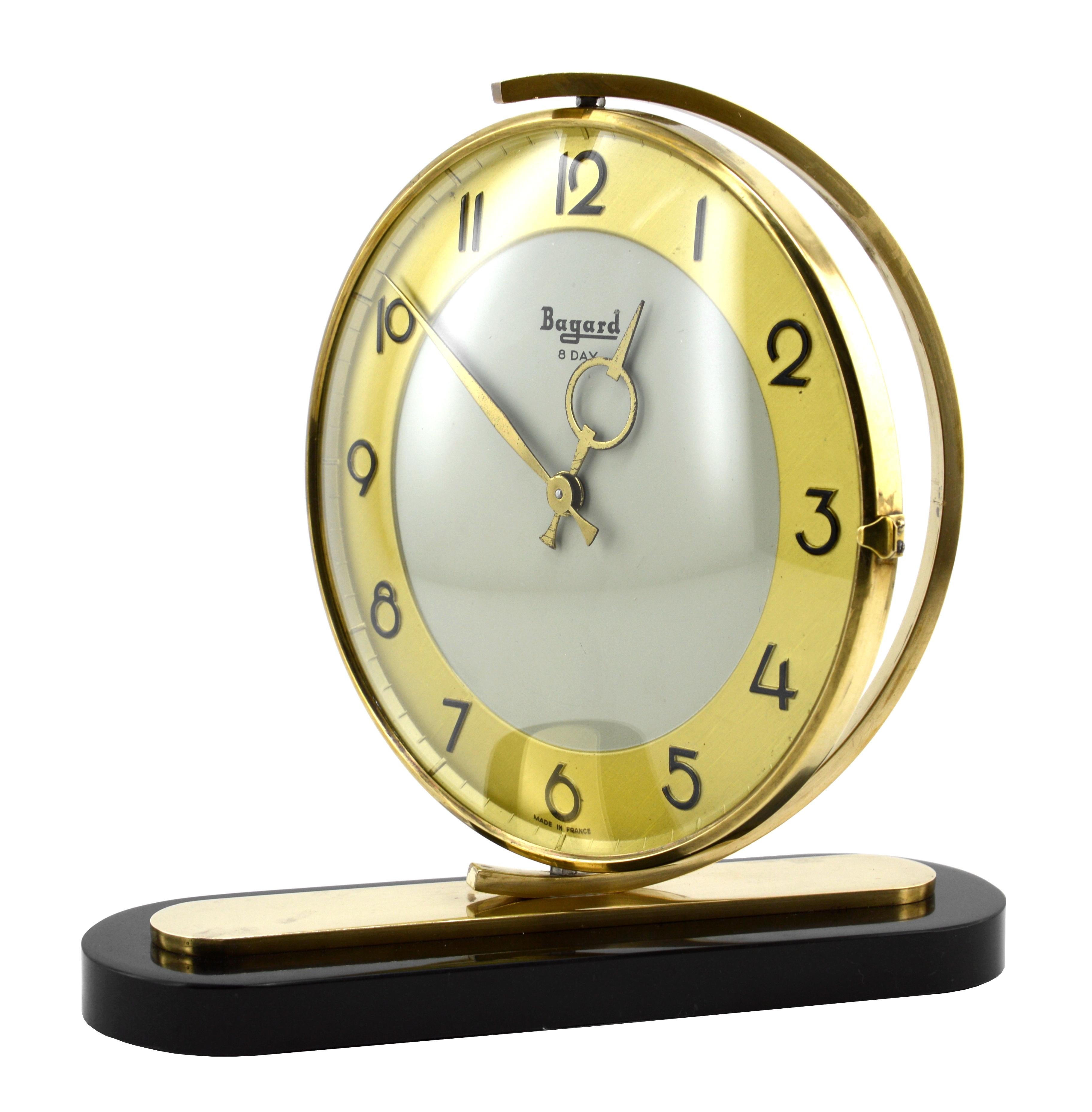 Bayard French Art Deco Table Swivelling Clock, 1930s