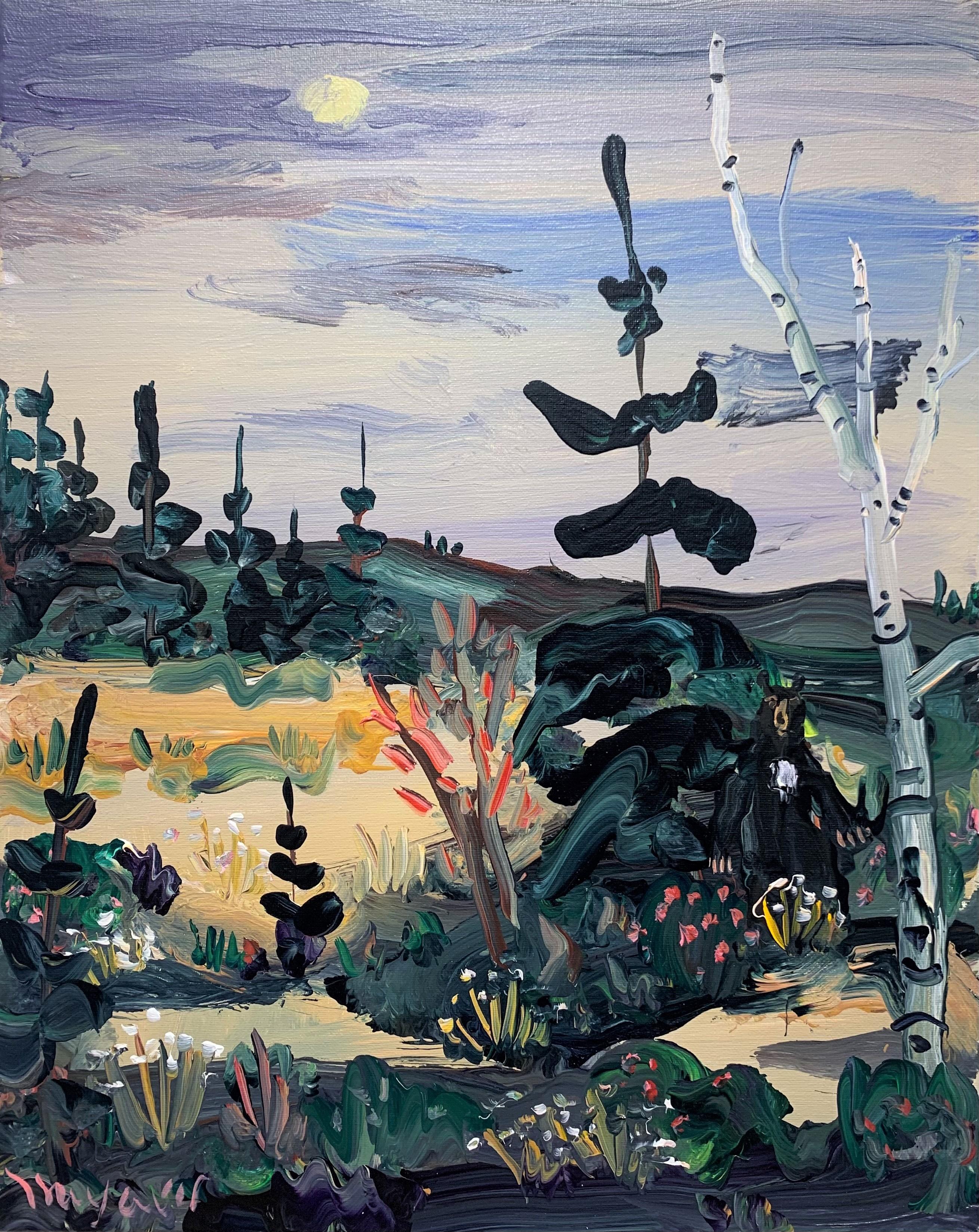 Bayard Hollins Landscape Painting - Rising Moon Bear