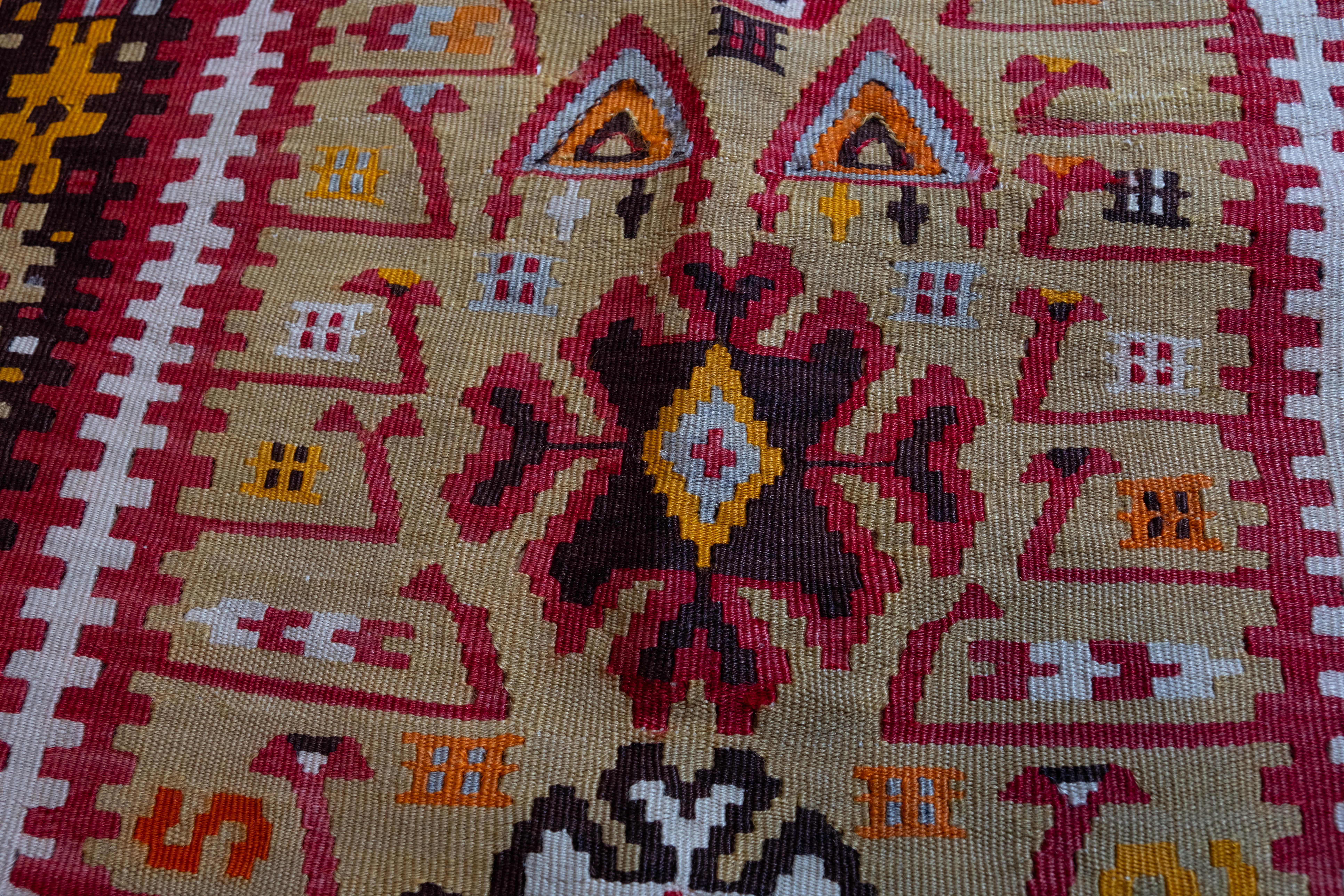 20th Century Bayburt Kilim Rug Vintage Wool Old Eastern Anatolian Turkish Carpet For Sale