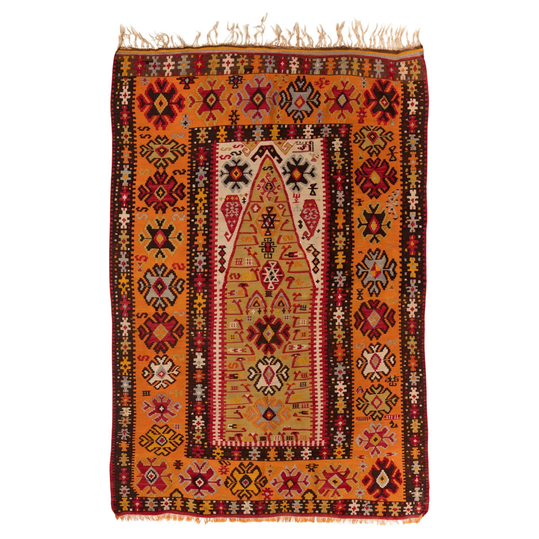 Bayburt Kilim Rug Vintage Wool Old Eastern Anatolian Turkish Carpet