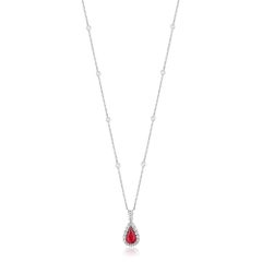 Bayco 4.03 Carat Natural Unheated Mozambique Ruby Diamond Platinum Pendant