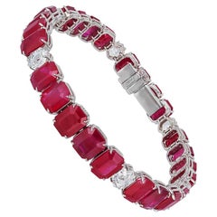 Bayco 49.18 Total Carat Ruby Diamond Platinum Bracelet