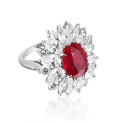 Bayco 6.06 Natural No Heat Mozambique Ruby Diamond Platinum Cocktail Ring