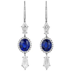 Bayco 6.34 Carat Pair of Madagascar Natural Unheated Diamond Platinum Earrings