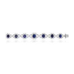 Bayco AGL Certified 56.07 Carat, Burma Sapphire Diamond Platinum Bracelet