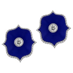 Bayco Blaue Lotus-Diamant-Ohrringe aus Keramik