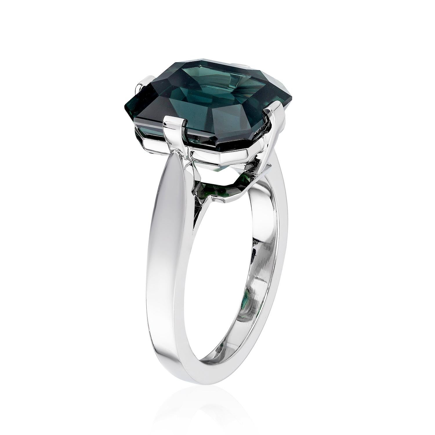Modern Bayco CDC Certified 10.42 Carat Unheated Green Sapphire Platinum Cocktail Ring For Sale