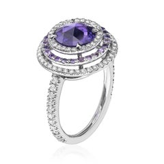 Bayco CDC Certified 1.54 Carat Purple Sapphire Platinum Cocktail Ring