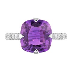 Bayco CDC Certified 4.07 Carat Unheated Purple Sapphire Diamond Platinum