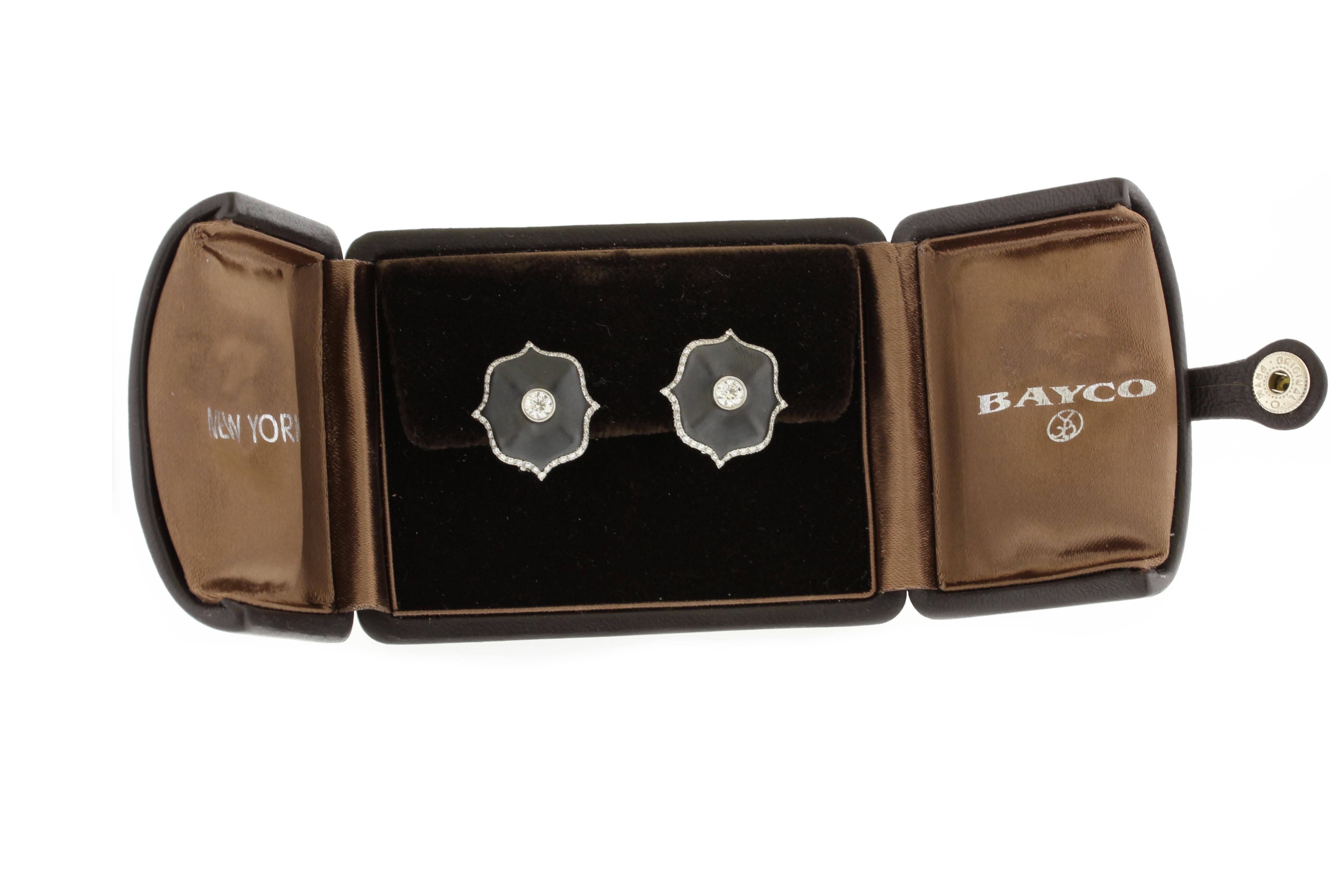 Bayco Ceramic Mini Lotus Diamond Earrings For Sale 3
