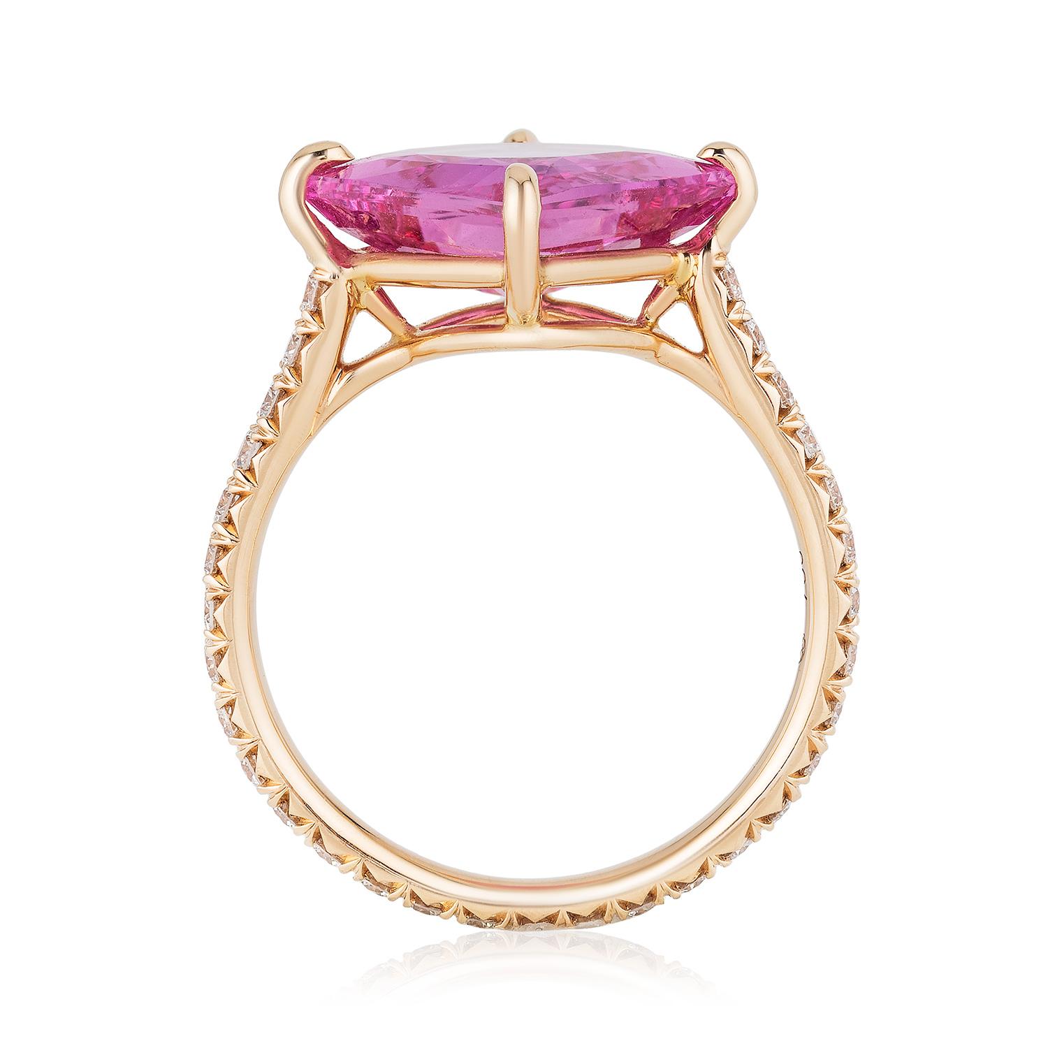 Bayco Gubelin Certified 5.02 Carat Pink Sapphire Diamond Rose Gold Ring (Moderne) im Angebot
