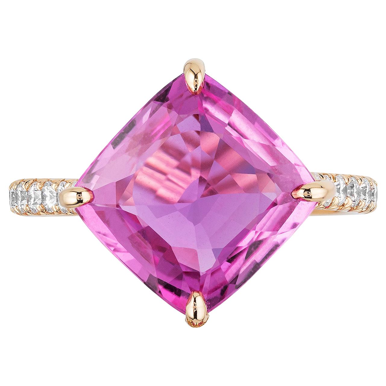 Bayco Gubelin Certified 5.02 Carat Pink Sapphire Diamond Rose Gold Ring im Angebot