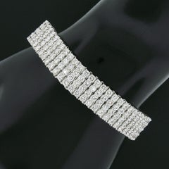 Bayco Platinum 18ctw Round Shared Prong Diamond 4 Row Wide Strap Tennis Bracelet
