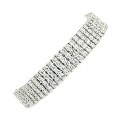 Bayco Platinum 18ctw Round Shared Prong Diamond 4 Row Wide Strap Tennis Bracelet
