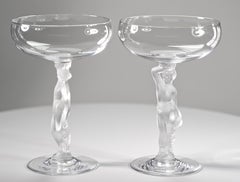 Bayel France Crystal Pair of Bacchus Champagne Coupe Glasses