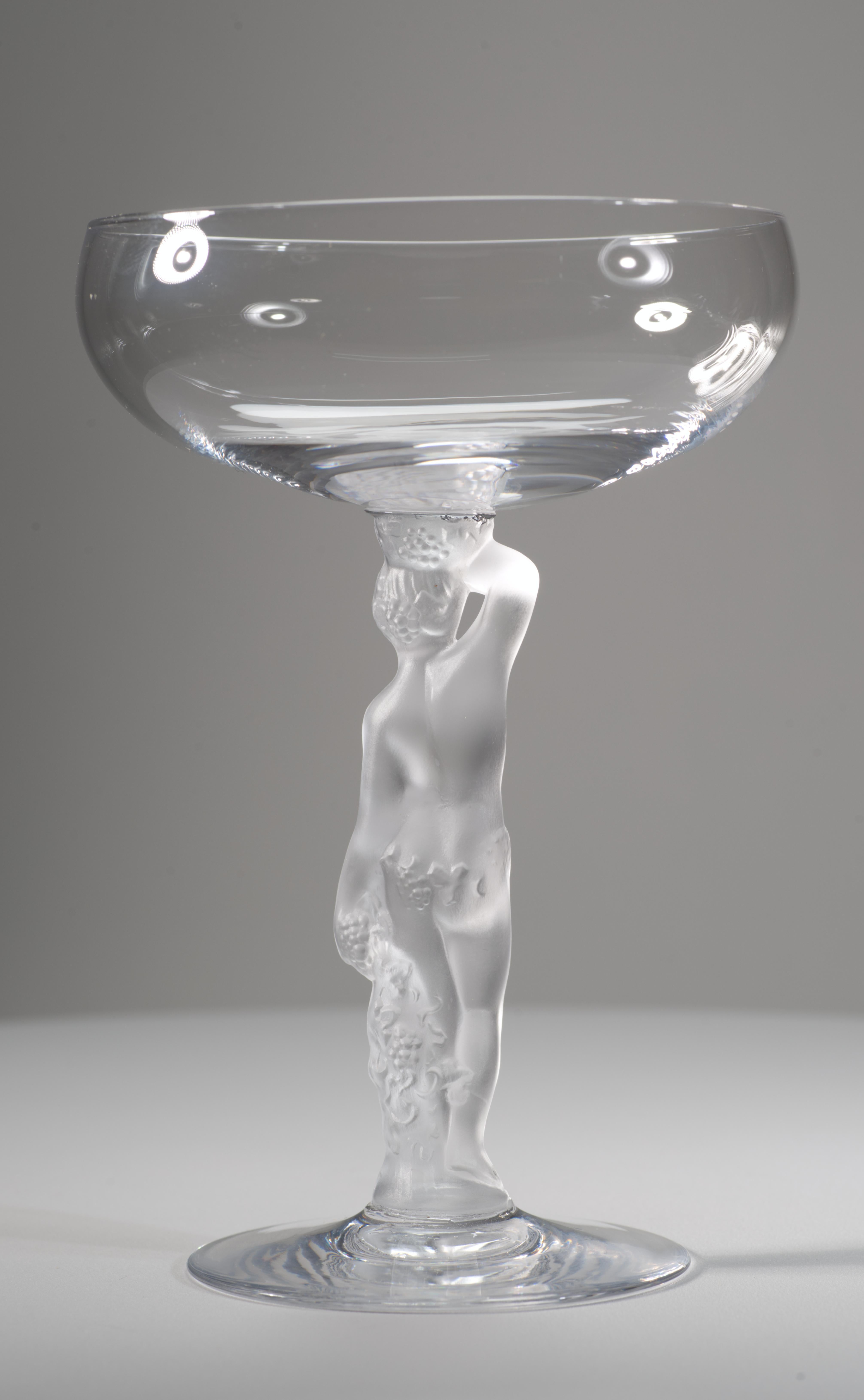 Bayel France Crystal Pair of Bacchus Champagne Coupe Glasses 2