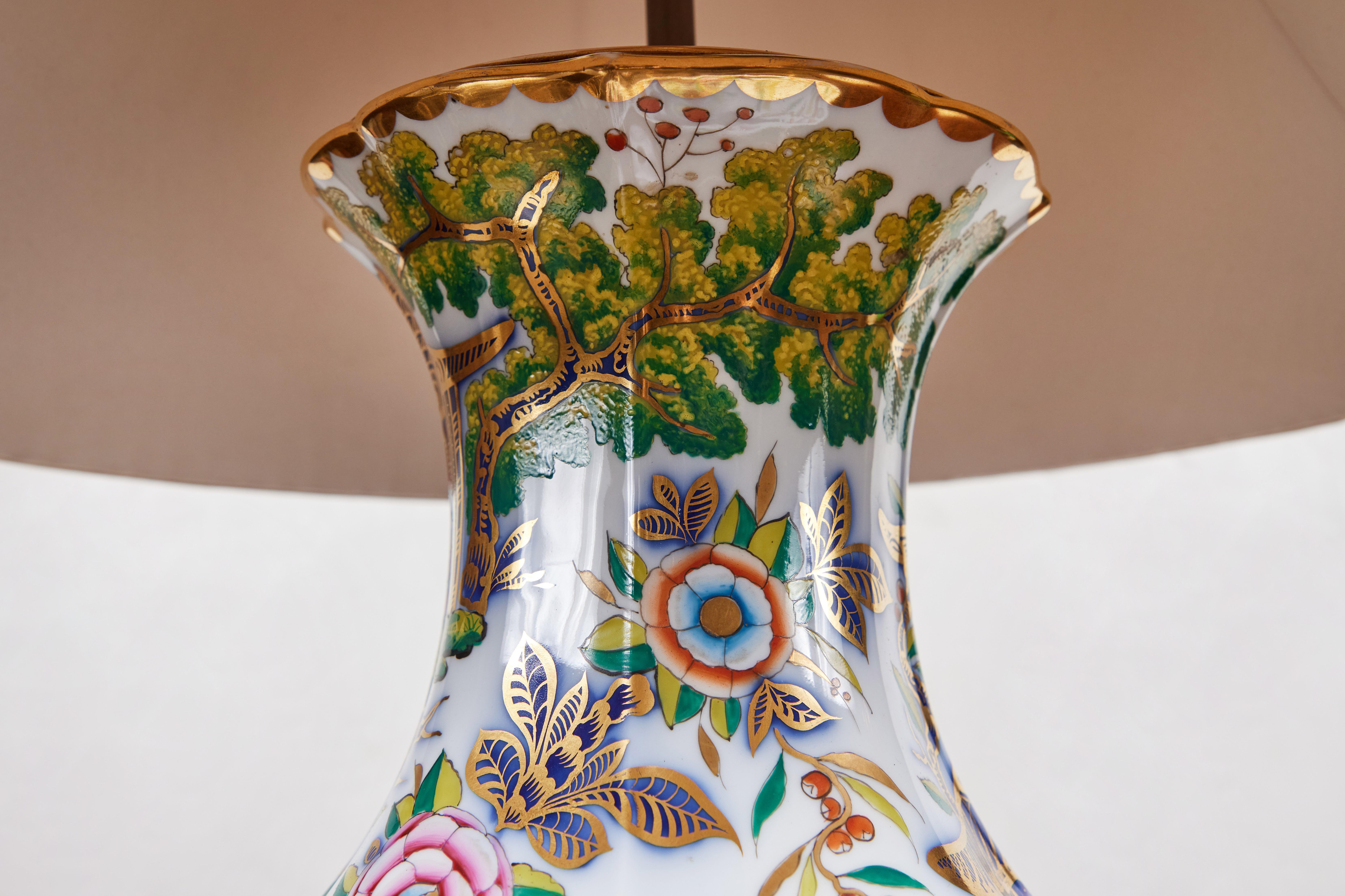 Gilt Bayeux Porcelain Table Lamp For Sale