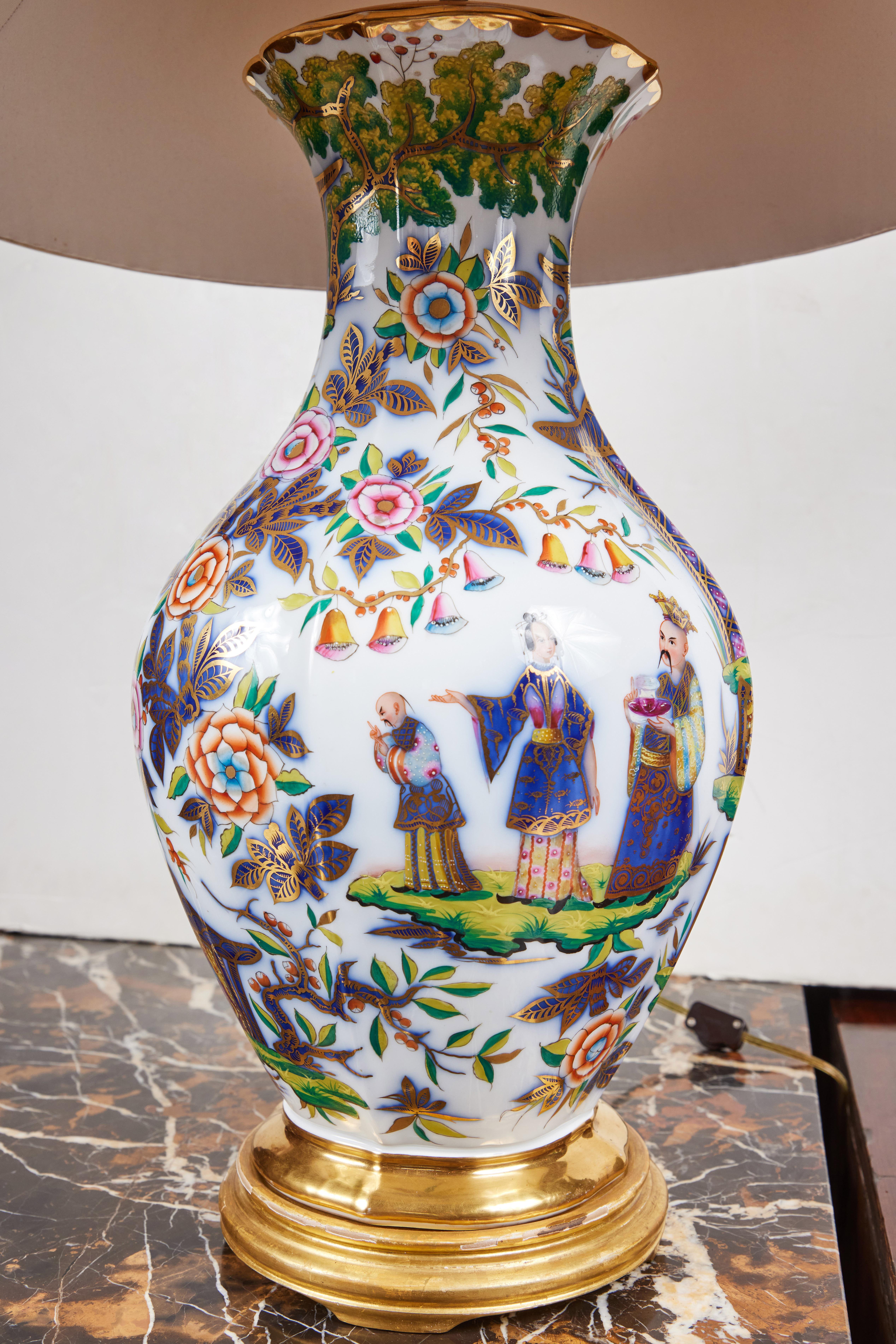 Bayeux Porcelain Table Lamp In Good Condition For Sale In Los Angeles, CA