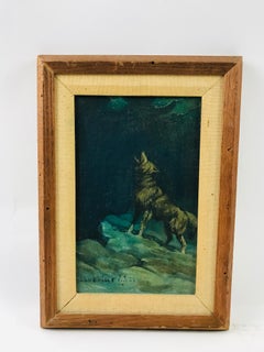 "Baying Wolf" Lone Wolf ('Hart M. Schultz' Oil on Board 1921