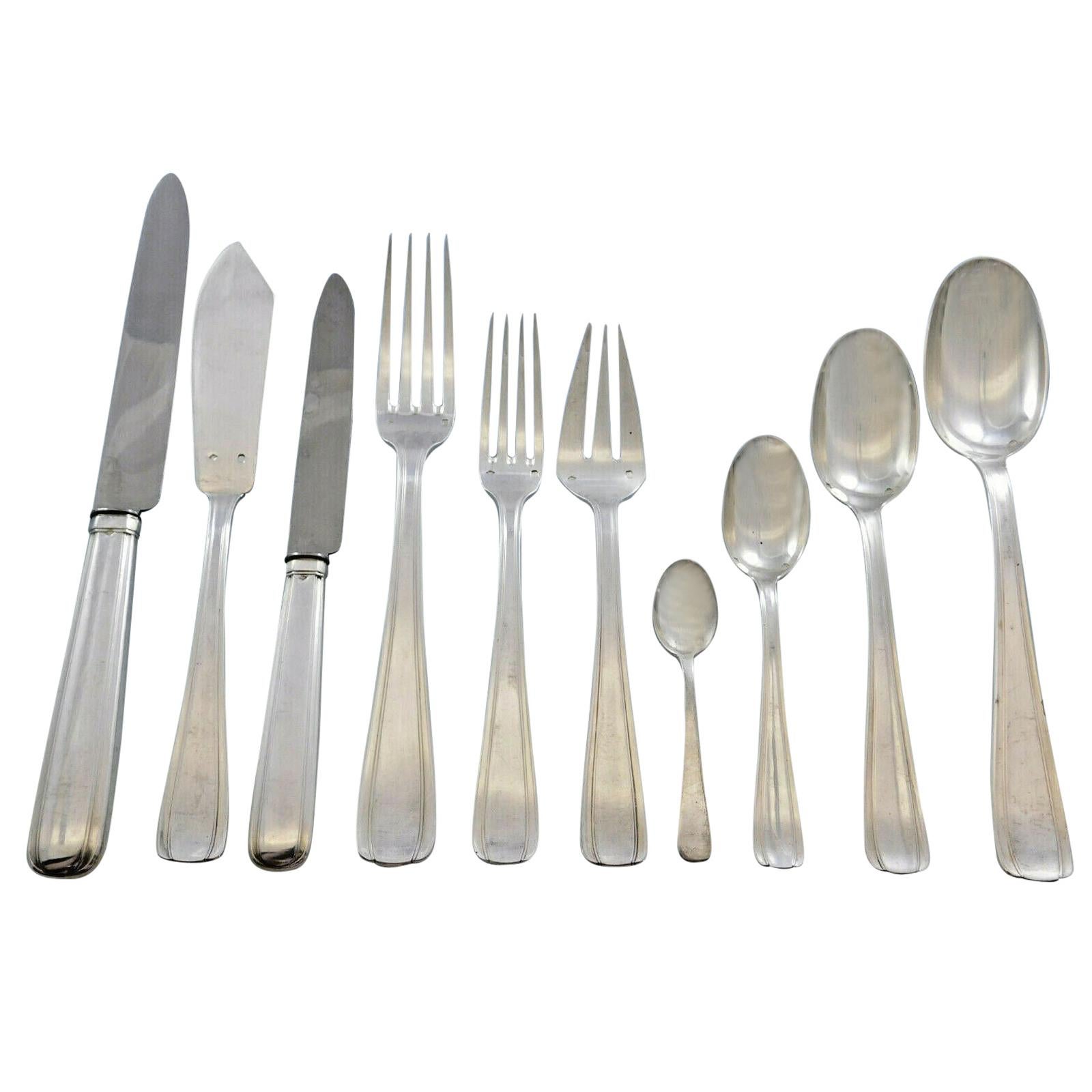 Bayonne von Alexandre Vaguer Französisches 950er Silberbesteck Service Paris 122 Teile im Angebot