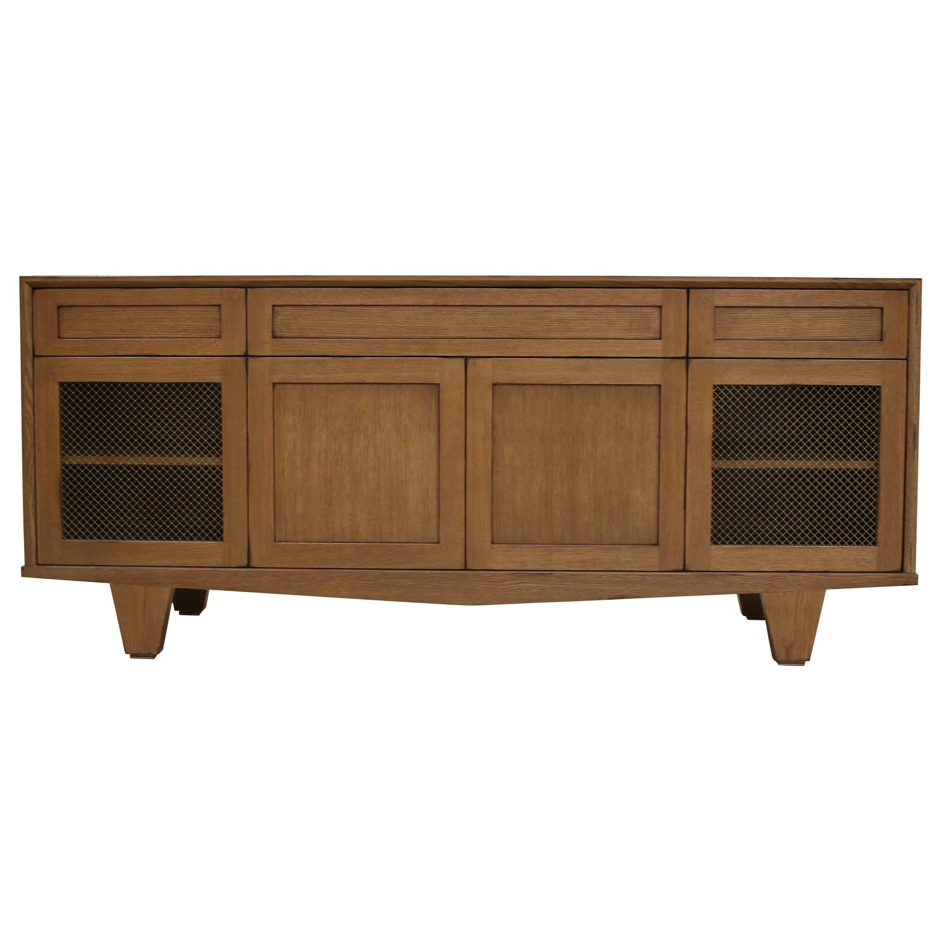 Bayport Cabinet - Oak and Mesh Sideboard For Sale