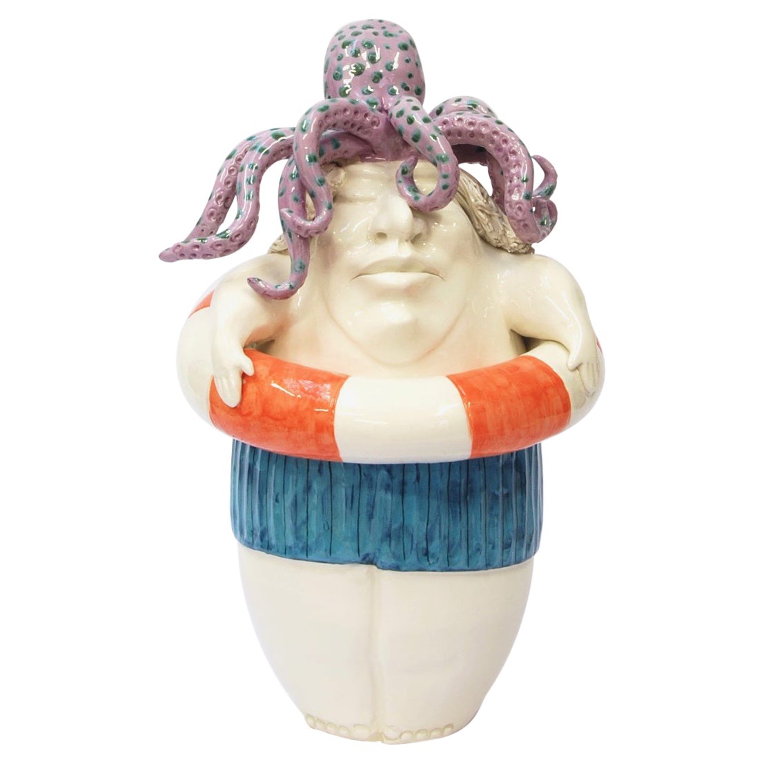 Centrotavola decorativo con polpo di Baywatch, fatto a mano in Italia, 2020, realizzato a mano