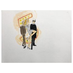 Baz Luhrman, Giselle and Karl Lagerfeld Watercolor fashion illustration