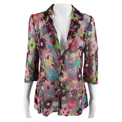 BAZAR by CHRISTIAN LACROIX Taille 6 Violet Multi-Color Rayon Blend Embroidered Top