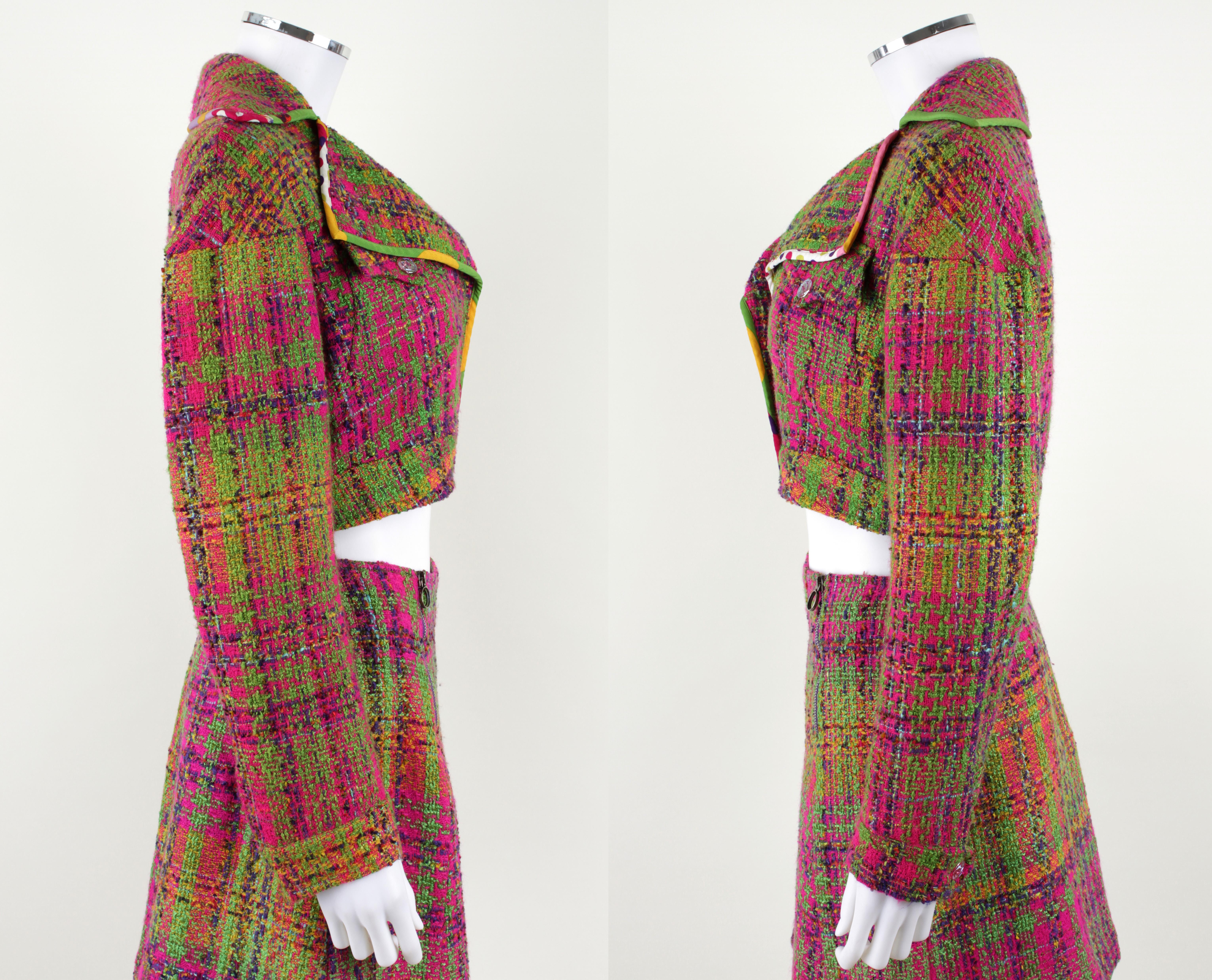 Bazar de Christian Lacroix um 2000 3-teiliges mehrfarbiges Tweed-Eton-Rock-Anzug-Set (Braun)