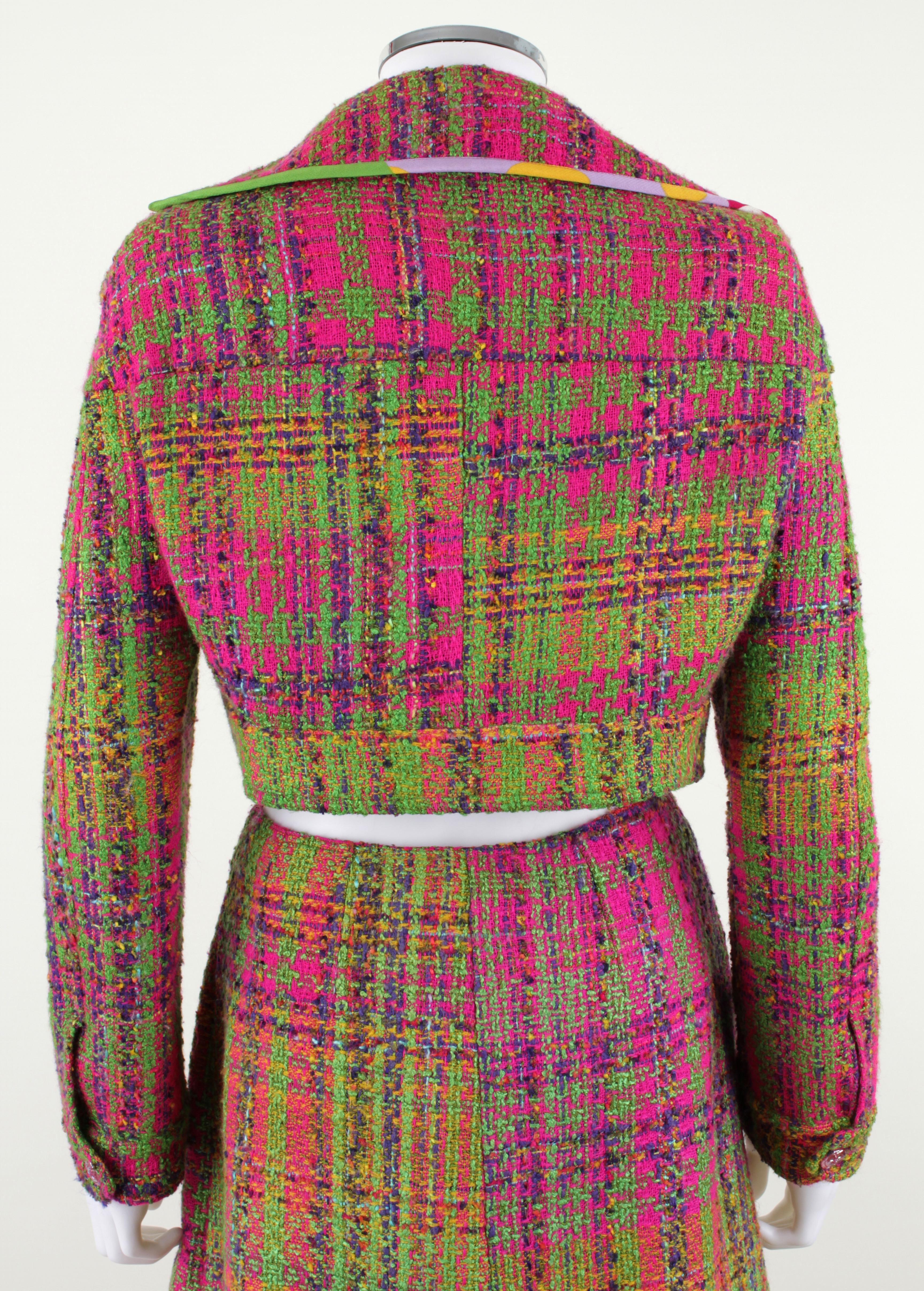 Marron Bazar de Christian Lacroix c.2000's 3 Pc Tweed Multi-Color Tweed Eton Skirt Suit Set