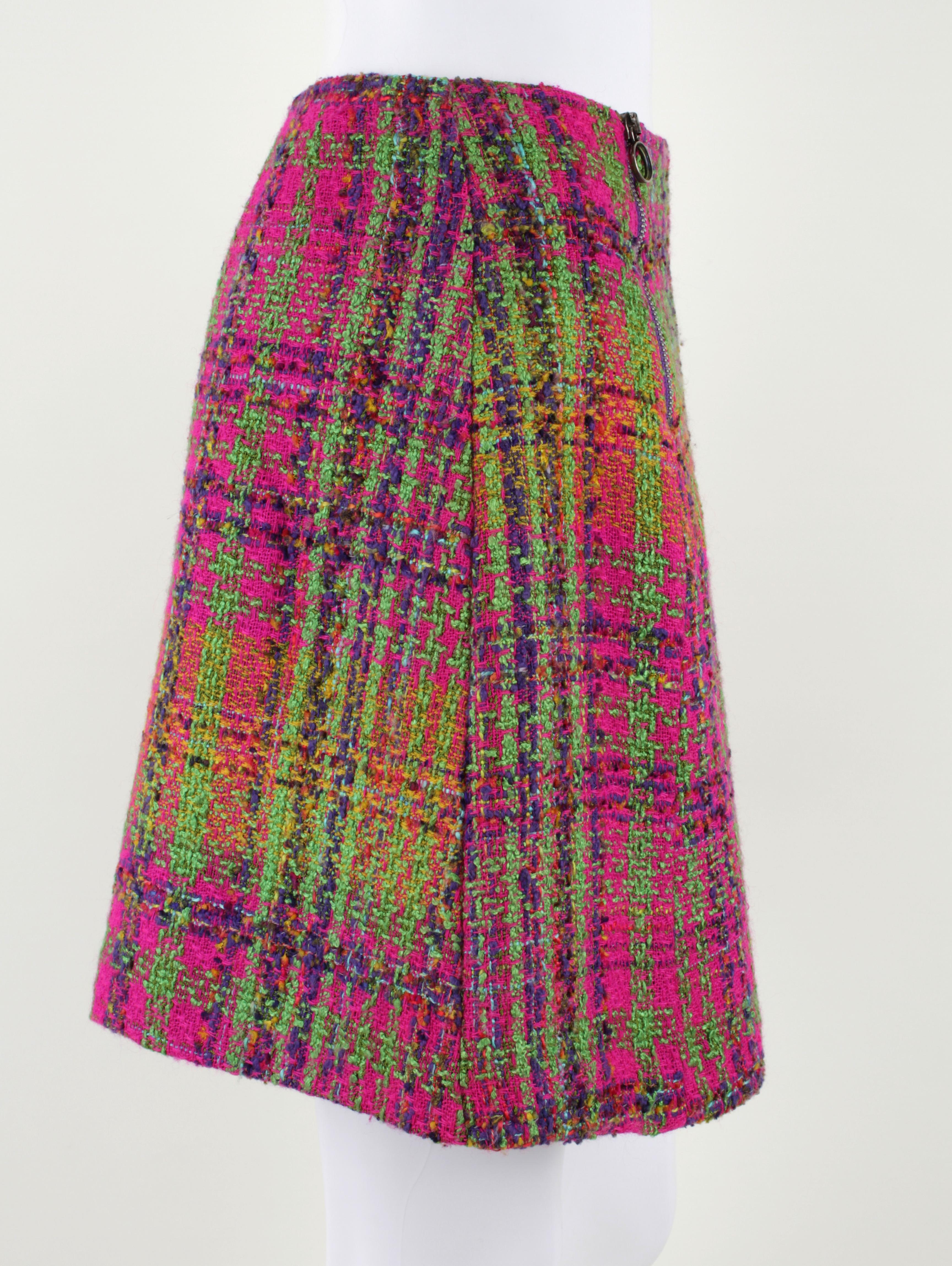 Bazar de Christian Lacroix c.2000's 3 Pc Tweed Multi-Color Tweed Eton Skirt Suit Set 2