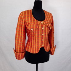 Bazar de Christian Lacroix veste à carreaux orange vintage 1995