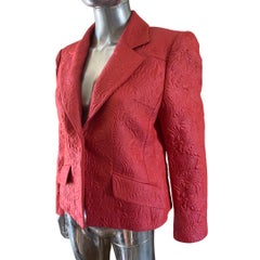 Bazar de Christian Laquoix Fuchsia Embossed Floral Jacquard Jacket, Paris Size 8