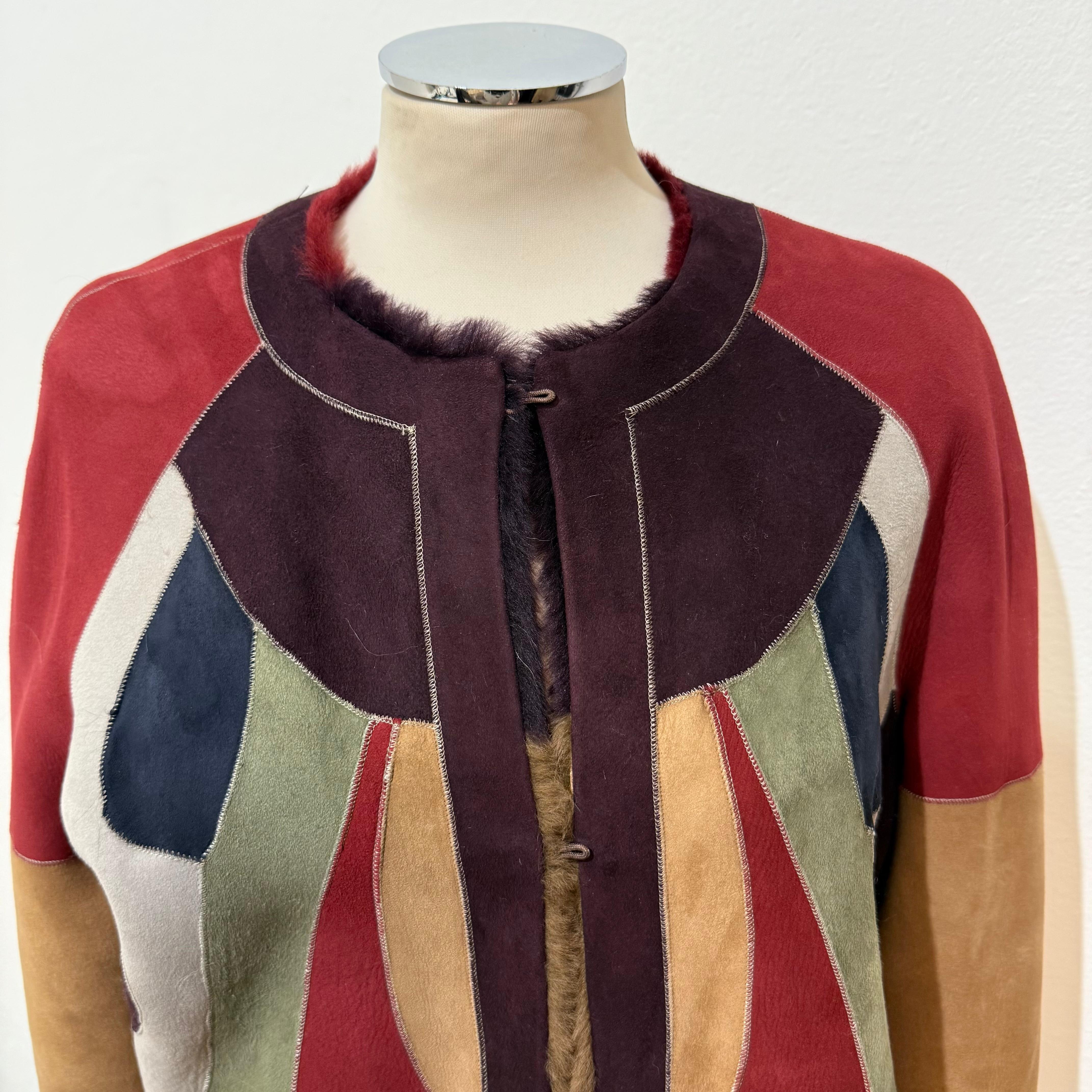 Marron Bazar Deluxe Mutton Manteau réversible en patchwork IT 42 en vente