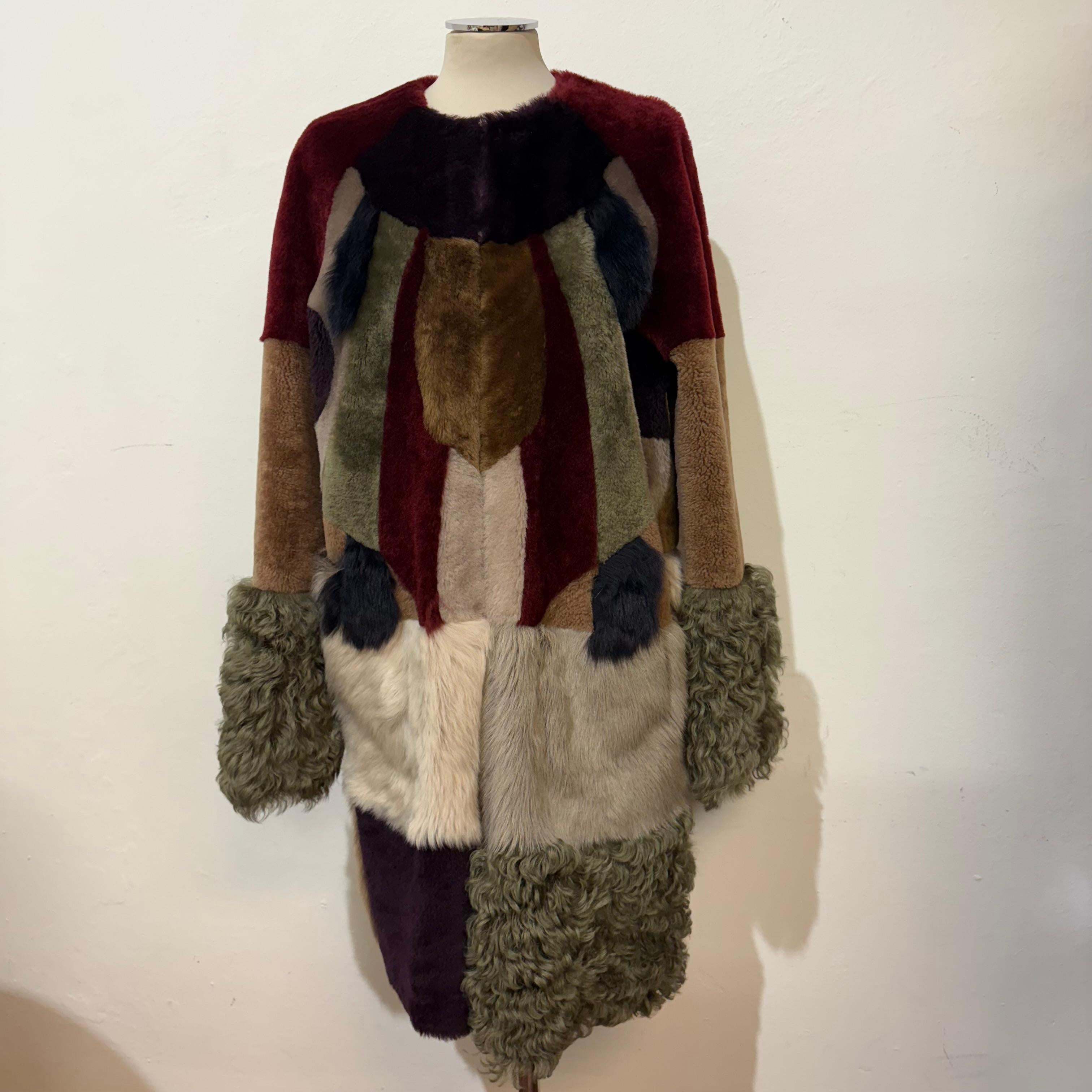 Bazar Deluxe Mutton Manteau réversible en patchwork IT 42 en vente 3