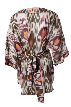 Bazar Deluxe, Sheer printed multicolour wrap tunic