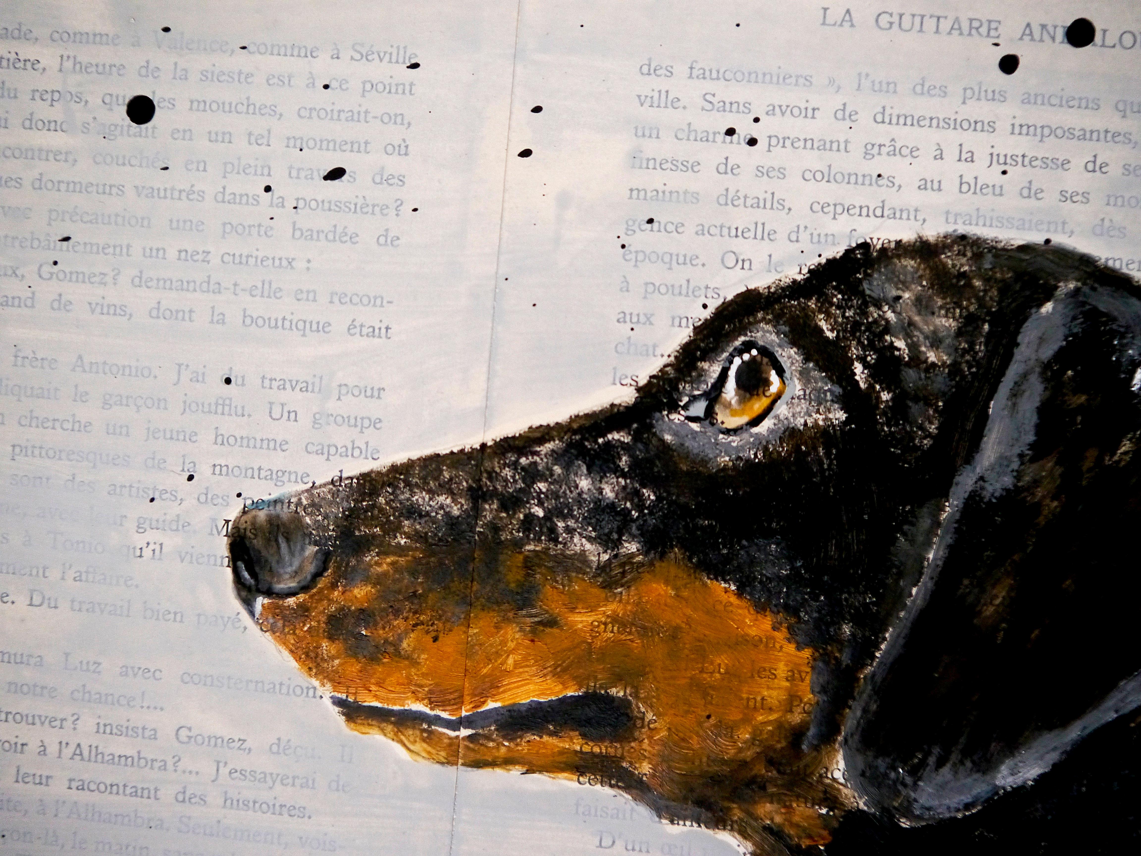 Teckel FRENCH SCHOOL ALL STAR Chut les Barbizons ! - Tonalisme Painting par bazevian animal