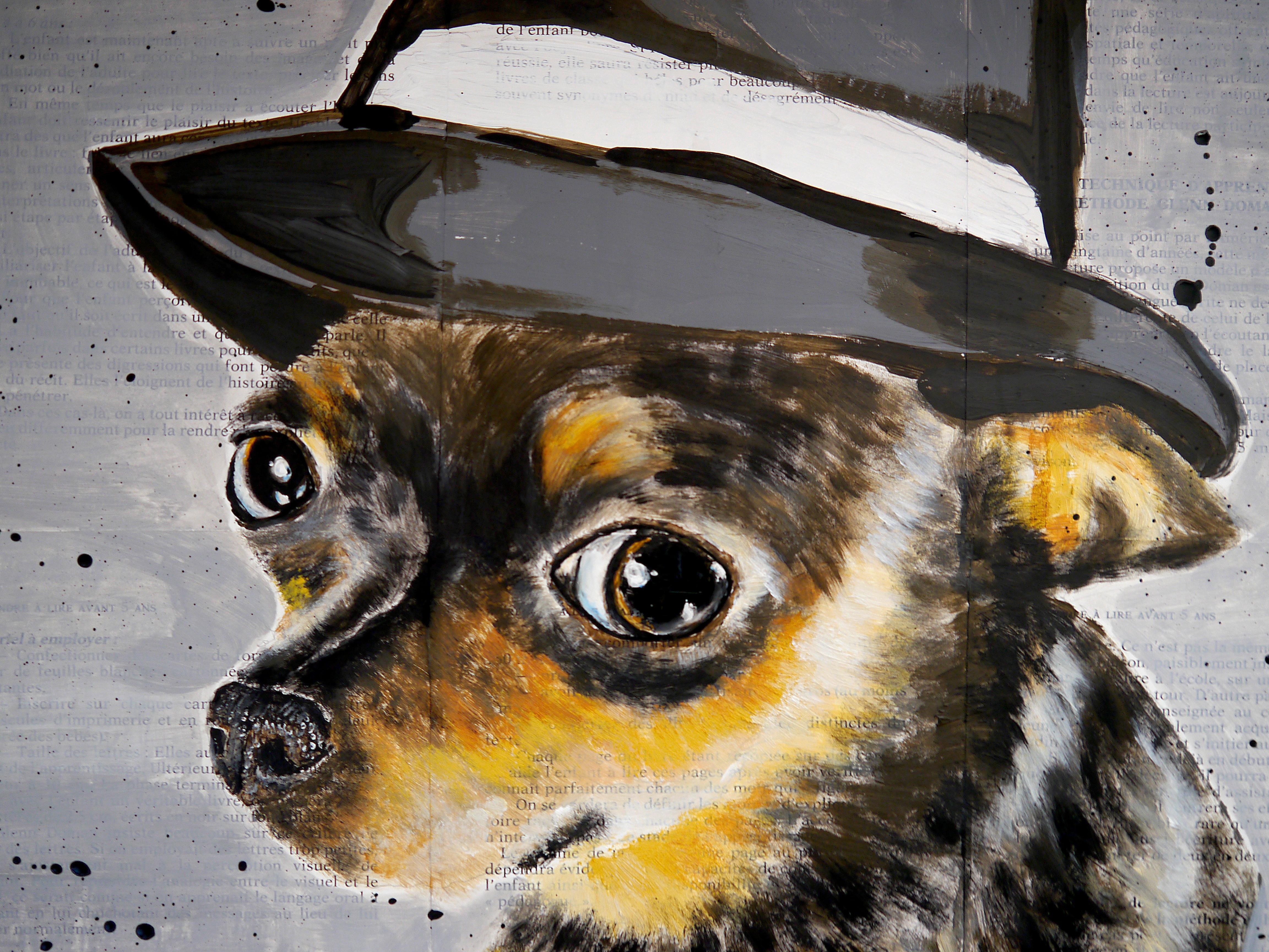 French school Chihuahua Al Capone Chut Les Barbizons! - Tonalist Painting by bazevian animal