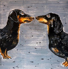 FRENCH SCHOOL Funny Valentine Dachshund Where is my body?05 Chut les Barbizons!