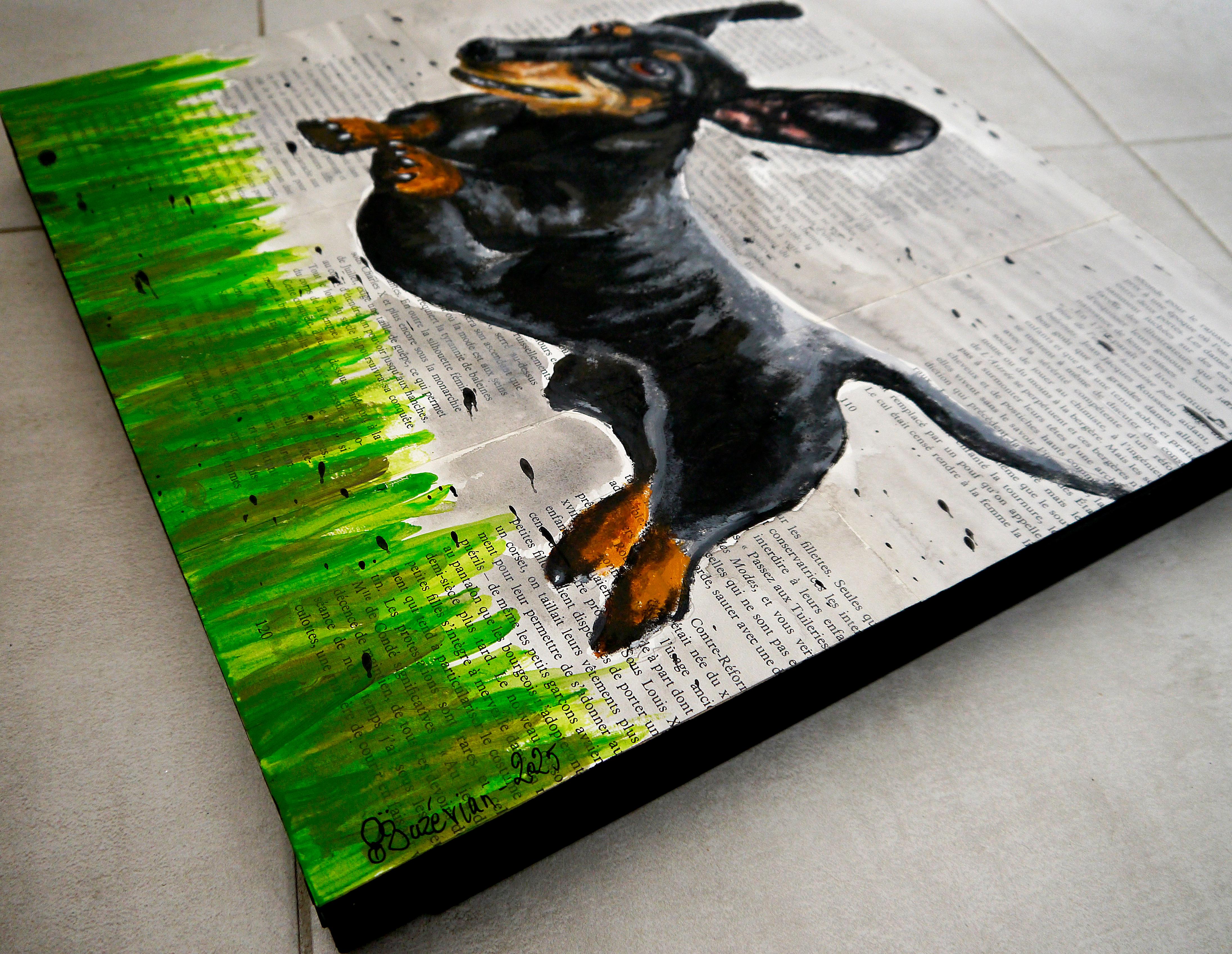 FRENCH SCHOOL Hedgehopping Dachshund Chut les Barbizons! im Angebot 2