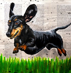 FRENCH SCHOOL Hedgehopping Dachshund Chut les Barbizons!