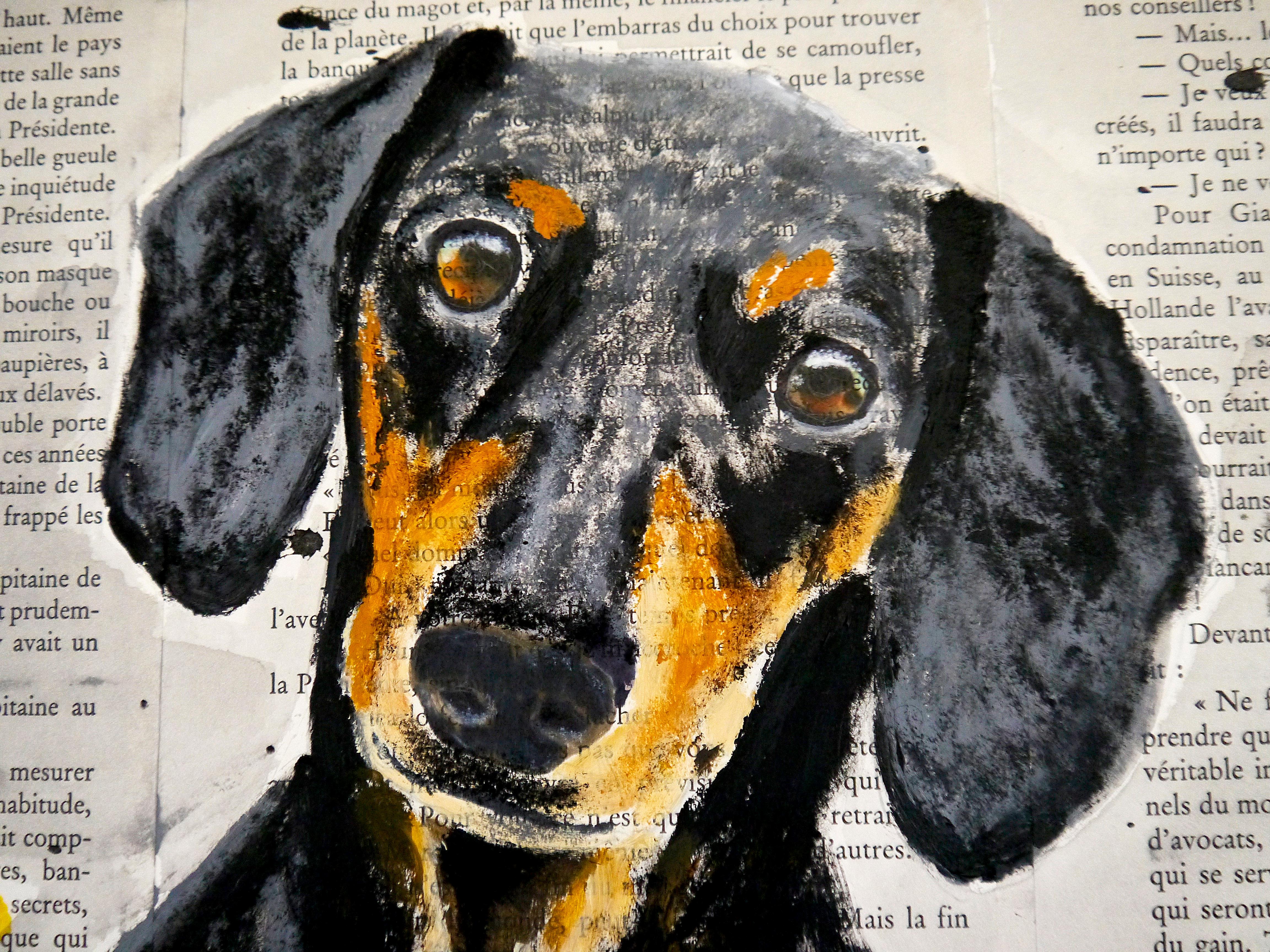 SCUOLA FRANCESE Into the wild Bassotto Chut les Barbizons! - Painting Tonalismo di bazevian animal