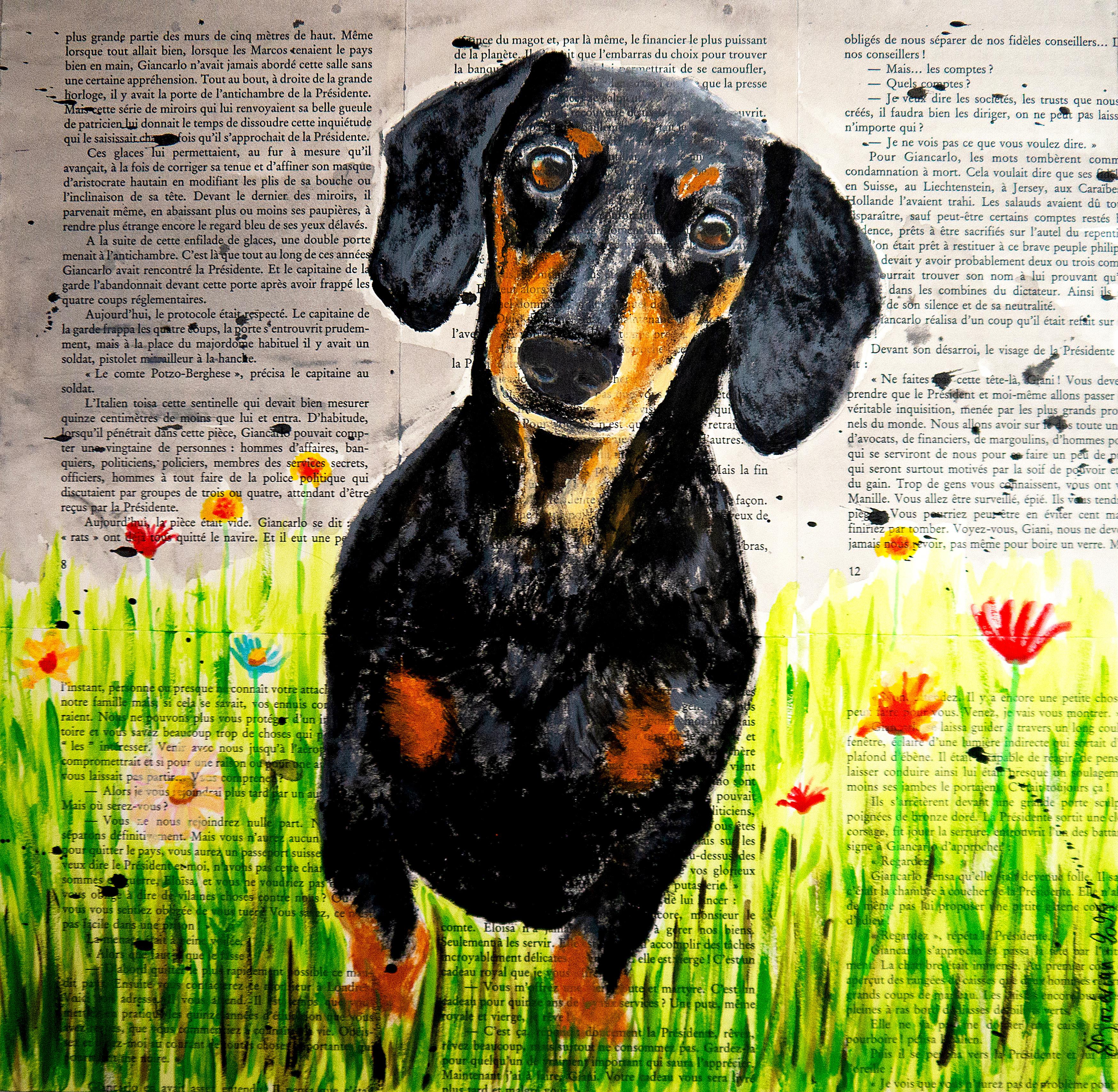 Animal Painting di bazevian animal - SCUOLA FRANCESE Into the wild Bassotto Chut les Barbizons!