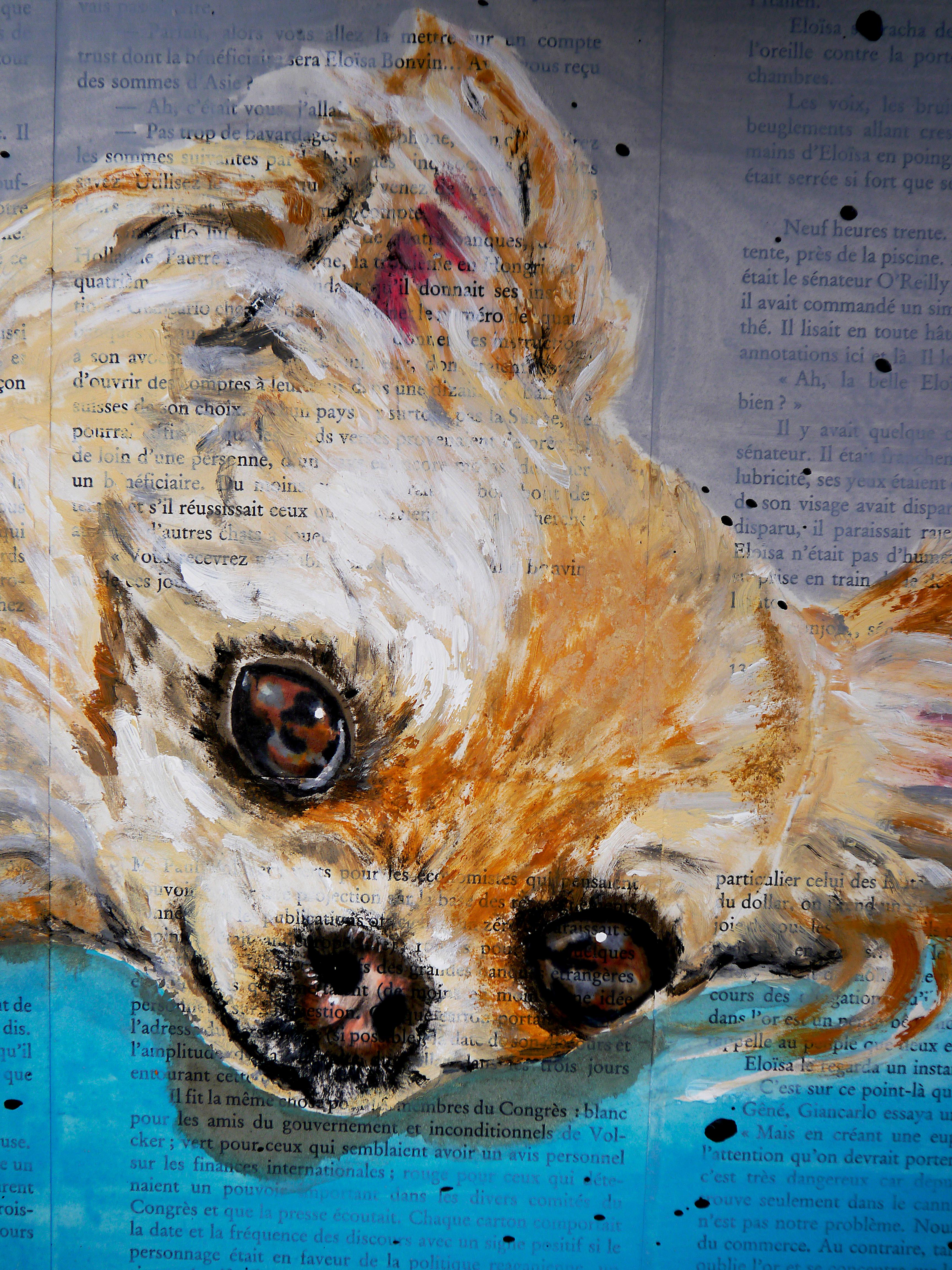 FRANZÖSISCHE SCHULE Unendlicher Traum Chihuahua Chut les Barbizons! (Braun), Animal Painting, von bazevian animal