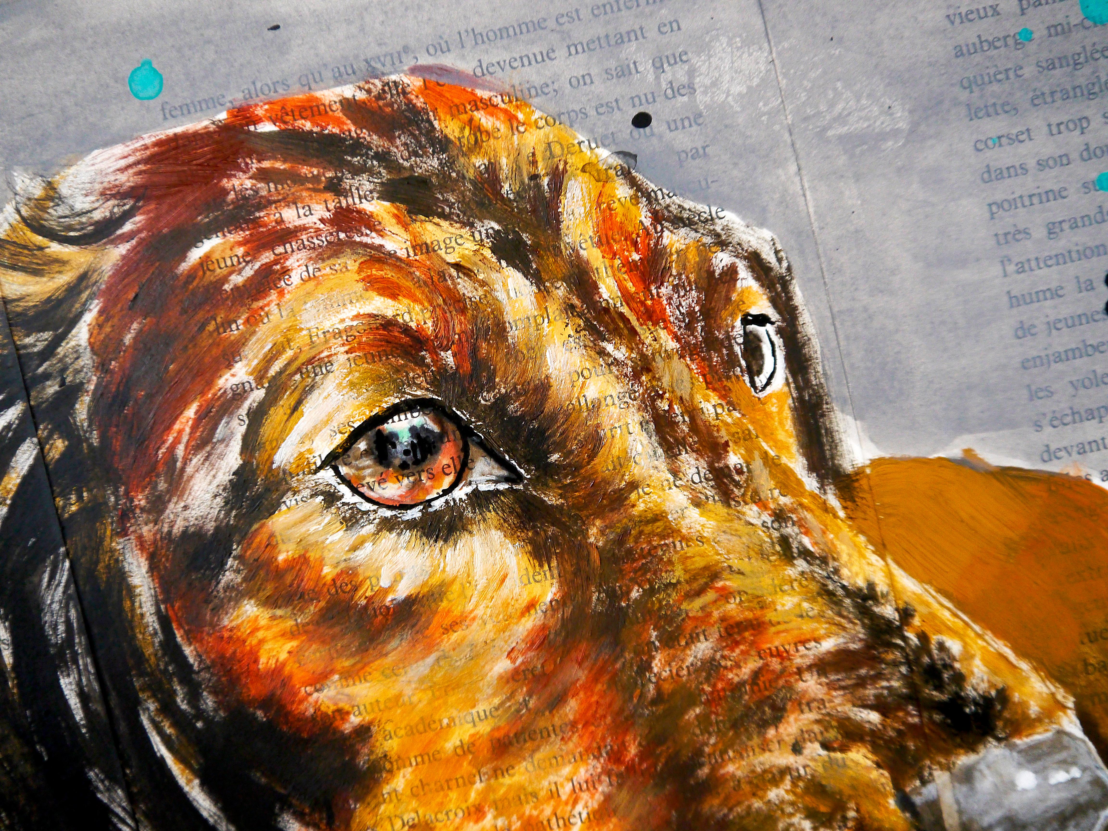 FRENCH SCHOOL Oeil de Velour Dachshund Chut les Barbizons! - Painting by bazevian animal
