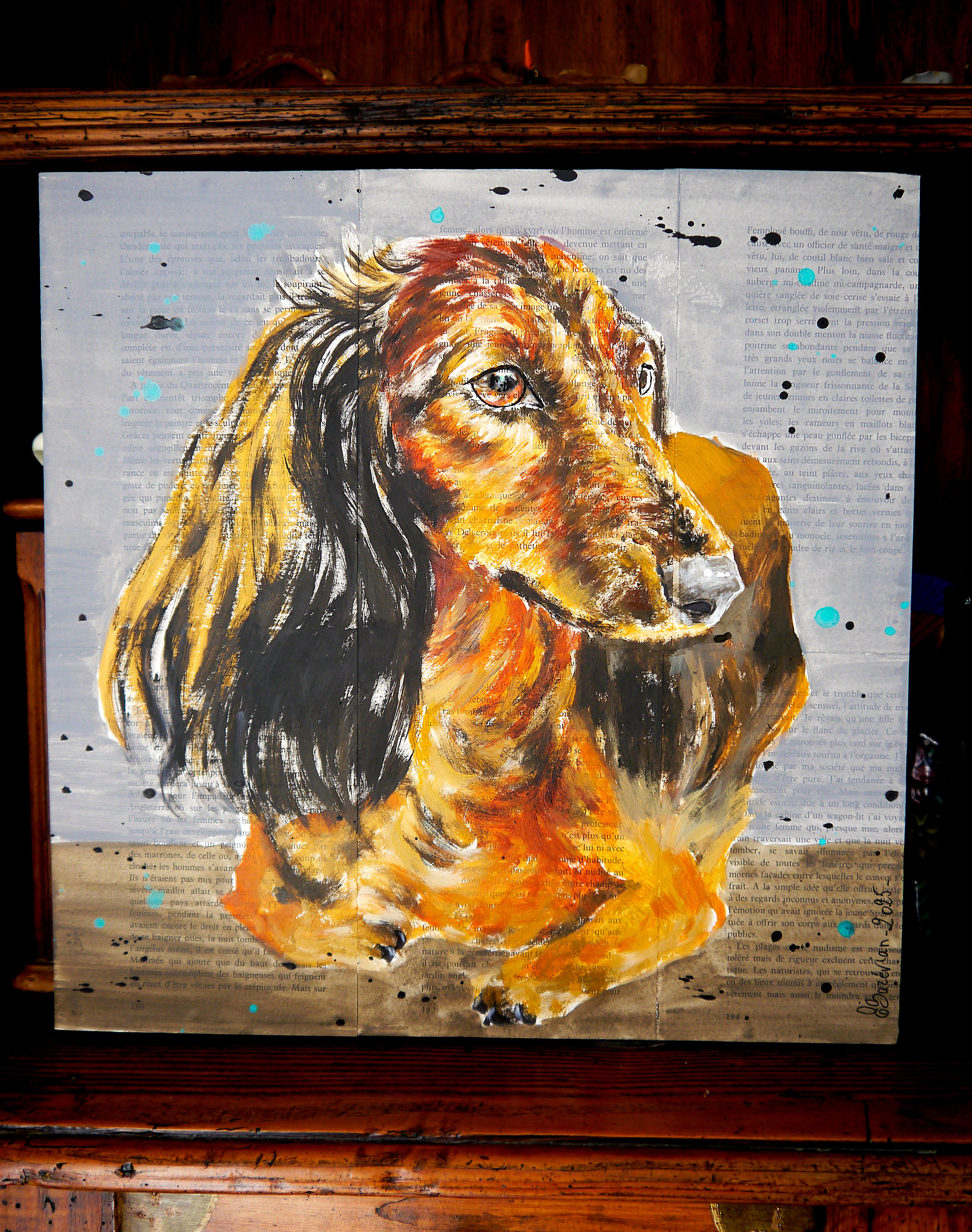 FRENCH SCHOOL Oeil de Velour Dachshund Chut les Barbizons! For Sale 1