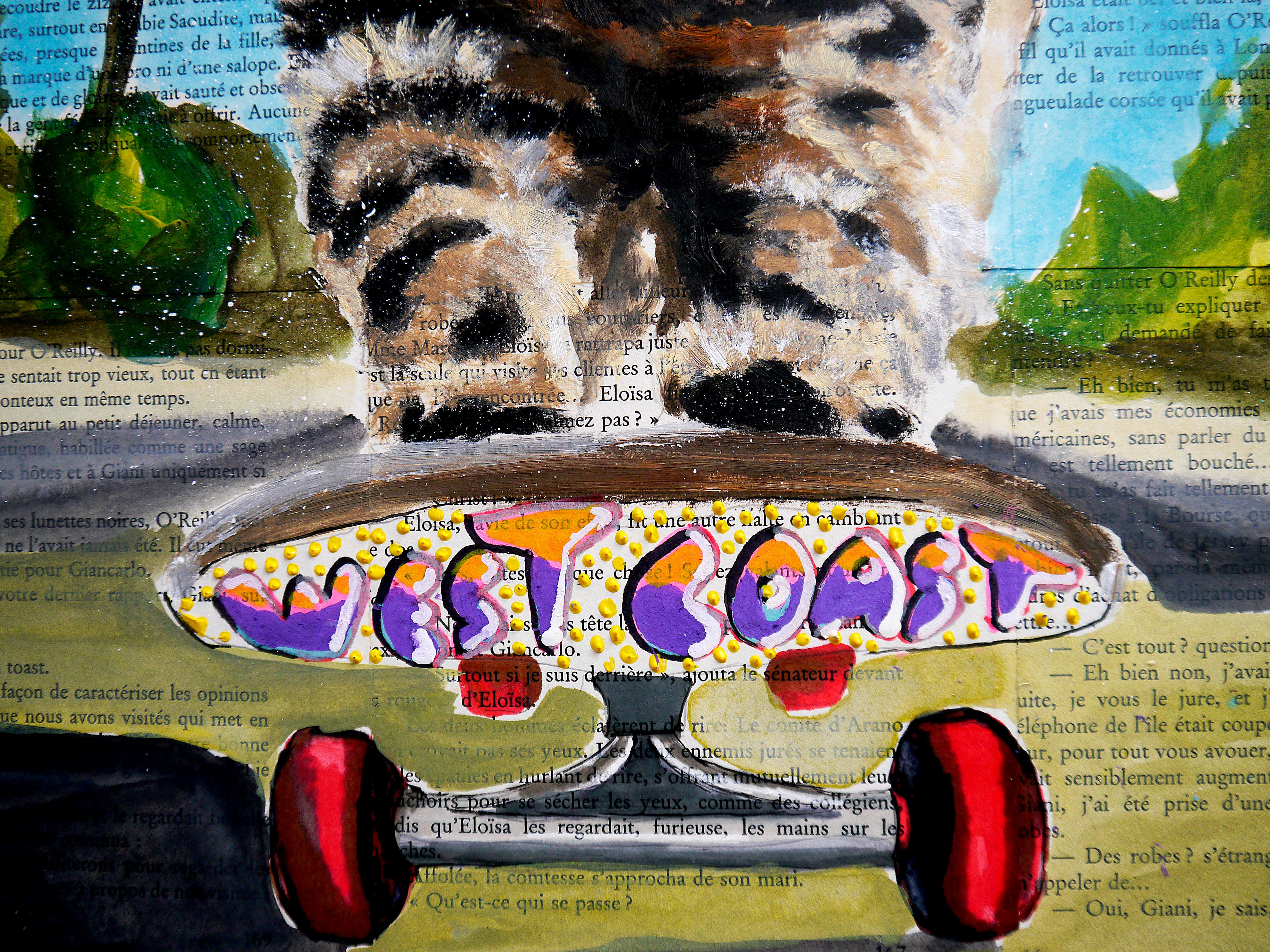 FRANZÖSISCHE SCHULE Venice Beach Chut les Barbizons! (Schwarz), Figurative Painting, von bazevian animal