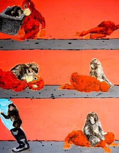 Ritratto della scimmia Baby Punch con il suo peluche - SCUOLA FRANCESE Chut les Barbizons!