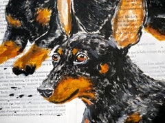 Portrait Dachshund Dog - FRENCH SCHOOL - Squadron Chut les Barbizons! DOG