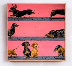 Portrait Dachshund Dog Parade - FRENCH SCHOOL Chut les Barbizons! DOG